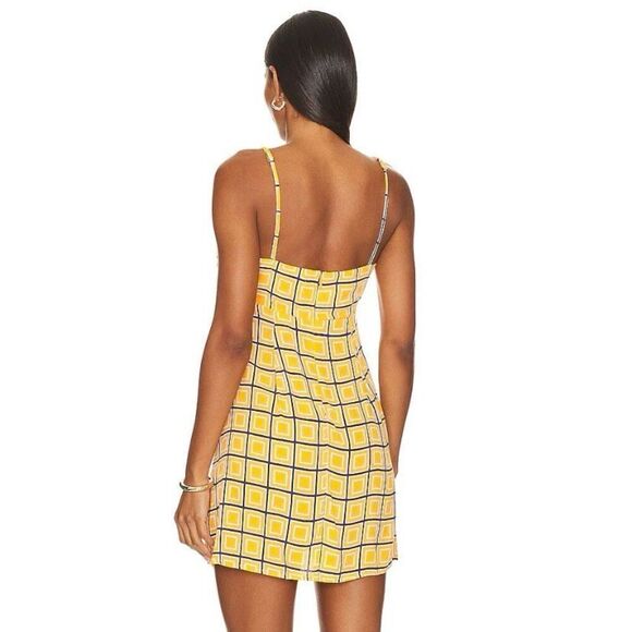 Faithfull The Brand Audrina Orange & Purple Crepe Mini Dress NWT Size 12 Large - Picture 2 of 7